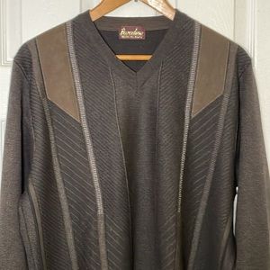 Barcelino Men’s Wool Mid Century Classic Gentlemen’s Brown Sweater Size Medium